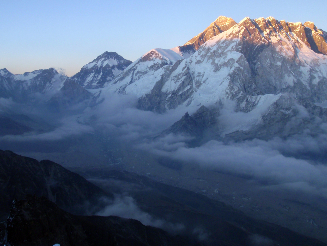 Last light on Everest from Lobuche